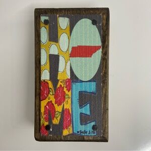 “ Home “ Wood Art Plaque Shelf Sitter Colorful and Fun By Baxter and Me